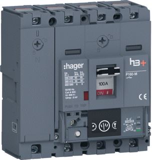 HAGER VERMOGENSAUTOMAAT H3+ P160 ENERGY 4P4D N0-50-100% 100 A 50 KA KOOIKLEMMEN