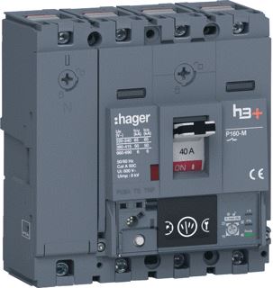 HAGER VERMOGENSAUTOMAAT H3+ P160 ENERGY 4P4D N0-50-100% 40 A 50 KA KOOIKLEMMEN 