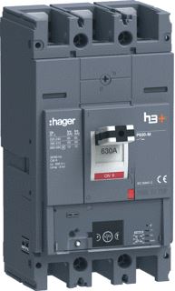 HAGER VERMOGENSAUTOMAAT H3+ P630 ENERGY 3P3D 630 A 50 KA BOUTAANSLUITING 