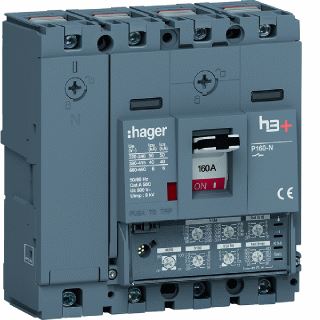 HAGER VERMOGENSAUTOMAAT H3+ P160 LSI 4P4D N0-50-100% 160 A 40 KA KOOIKLEM.