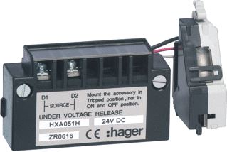 HAGER NULSPANNINGSPOEL VERTRAAGD (UVR) H3+ P160-P250-P630 24 VDC 