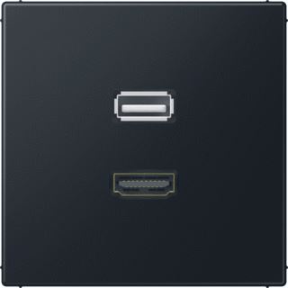 JUNG MULTIMEDIA-AANSLUITINGEN HDMI/USB 2.0 LS RANGE GRAFIETZWART MAT 