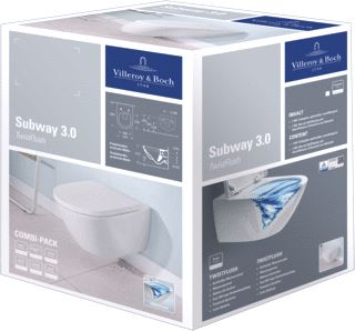 VILLEROY & BOCH SUBWAY 3.0 COMBI-PACK DIEPSPOELCLOSET TWISTFLUSH 4670 T0XX CLOSETZITTING 8M42 S1 01 AFVOER HORIZONTAAL. ALPIN WIT C+