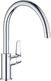 GROHE BAU CURVE 1-GATS KEUKENKRAAN MET HOGE DRAAIBARE UITLOOP CHROOM 