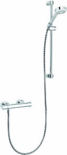 KLUDI LOGO DOUCHESYSTEEM: DOUCHEKRAAN THERMOSTATISCH MET GLIJSTANGSET 60CM MET HANDDOUCHE 1S EN DOUCHESLANG 160CM CHROOM 685750500 