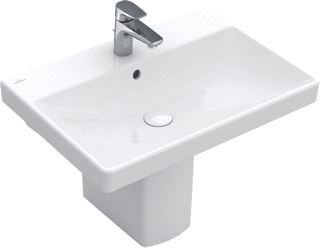 VILLEROY & BOCH AVENTO WASTAFEL 65 X 47 CM WIT MIDDELSTE KRAANGAT DOORGESTOKEN MET OVERLOOP 