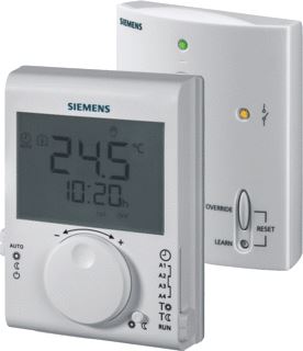 SIEMENS RDJ100RF/SET ROOM THERMOSTAT RADIO FREQUENCY SET WITH 24-HOUR TIME SWITCH (TRANSMITTER AND RECEIVER) 