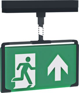 FAMOSTAR D-SIGN NOODVERLICHTING 2,3W 1U 23M LEESAFSTAND PENDELVERSIE 75CM KUNSTSTOF IP40 HXBXL 76X202X277MM ZWART RAL 9005