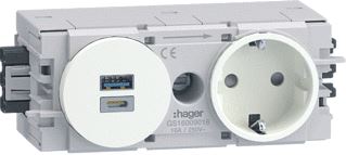 HAGER ECOLINE CONTACDOOS 1-VOUDIG MET USB-LADER A+C WAGO C-PROF VERKEERSWT 