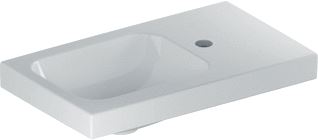 GEBERIT ICON LIGHT FONTEIN 53X31CM MET KRAANGAT EN ZONDER OVERLOOP AFLEGVLAK RECHTS WIT 