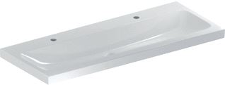 GEBERIT ICON LIGHT WASTAFEL 120X48CM KRAANGAT LINKS EN RECHTS EN ZONDER OVERLOOP WIT 