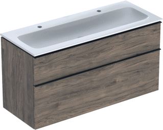 GEBERIT ICON WASTAFELONDERKAST MET WASTAFEL 2 LADEN SOFT-CLOSE HANDGREEP HXBXD 630X1200X480MM NOTEN HICKORY 