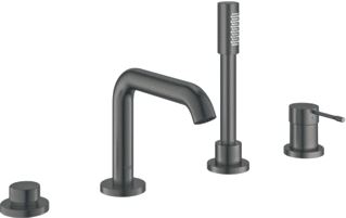 GROHE ESSENCE NEW BADRANDCOMBINATIE INBOUW + AFBOUW EENGREEPS 4-GATS MET OMSTELINRICHTING 197MM UITLOOP HARD GRAPHITE GEB 