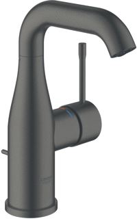 GROHE ESSENCE NEW WASTAFELMENGKRAAN M-SIZE TREKWASTE EENGREEPS 1-GATS 193MM HOOGTE 114MM UITLOOP DRAAI HARD GRAPHITE GEB 