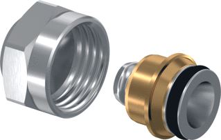 UPONOR AANSLUIT KOPPELING BEGEMAC 16 X 2MM M24. MET METALEN TULE. VOOR ALUMINIUM KUNSTSTOF BUIS ( AKB / ALU-PEX ) 