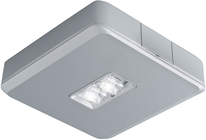 VAN LIEN NOODVERLICHTINGSARMATUUR EVAGO CENTRAAL 2 WATT 220 VOLT ALU OPBOUW LED ARMATUUR INCLUSIEF CONTROLEBOUWSTEEN SERIE EVAGO. LICHTSPREIDING: LANG (L)