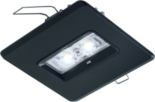 VAN LIEN NOODVERLICHTINGSARMATUUR EVAGO CENTRAAL 2 WATT VOOR MONTAGE VANAF 4 METER EN HOGER 220 VOLT VIERKANT ZWART INBOUW LED ARMATUUR + CONTROLEBOUWSTEEN SERIE EVAGO LICHTSPREIDING WIJD