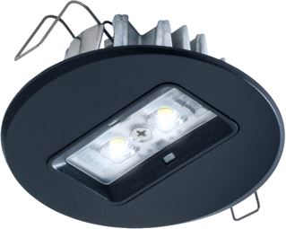 VAN LIEN NOODVERLICHTINGSARMATUUR EVAGO CENTRAAL 2 WATT VOOR MONTAGE VANAF 4 METER EN HOGER 220 VOLT ROND ZWART INBOUW LED ARMATUUR + CONTROLEBOUWSTEEN SERIE EVAGO LICHTSPREIDING WIJD