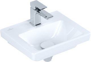 VILLEROY & BOCH SUBWAY 3.0 FONTEIN 370X305MM VOOR 1-GAT ARMATUUR KRAANGAT DOORGESTOKEN ZONDER OVERLOOP. ALPIN WIT 