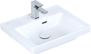 VILLEROY & BOCH SUBWAY 3.0 FONTEIN 500X400MM. VOOR 1-GAT ARMATUUR KRAANGAT GESTOKEN MET OVERLOOP. STONE WHITE C+