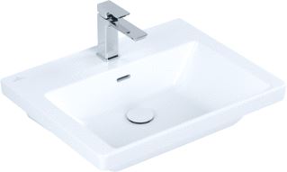 VILLEROY & BOCH SUBWAY 3.0 MEUBELWASTAFEL 600X470MM. VOOR 3-GATS ARMATUUR MIDDELSTE KRAANGAT GESTOKEN MET OVERLOOP. STONE WHITE C+