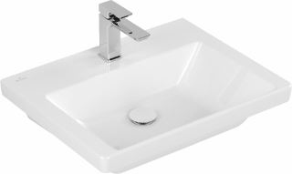 VILLEROY & BOCH SUBWAY 3.0 MEUBELWASTAFEL 600X470MM. VOOR 3-GATS ARMATUUR MIDDELSTE KRAANGAT GESTOKEN ZONDER OVERLOOP. WIT ALPIN