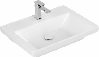 VILLEROY & BOCH SUBWAY 3.0 MEUBELWASTAFEL 650X470MM. VOOR 3-GATS ARMATUUR MIDDELSTE KRAANGAT GESTOKEN ZONDER OVERLOOP. STONE WHITE C+