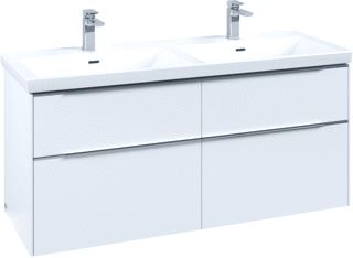 VILLEROY & BOCH WASTAFELONDERKAST SUBWAY 3.0 VOOR DUBBELE WASTAFEL MET LED-VERLICHTING 127,2X47,8X57,6CM PURE WHITE/ALUMINIUM