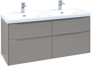 VILLEROY & BOCH WASTAFELONDERKAST SUBWAY 3.0 VOOR DUBBELE WASTAFEL MET LED-VERLICHTING 127,2X47,8X57,6CM TAUPE/ALUMINIUM 