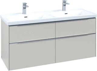 VILLEROY & BOCH WASTAFELONDERKAST SUBWAY 3.0 VOOR DUBBELE WASTAFEL MET LED-VERLICHTING 127,2X47,8X57,6CM CASHMERE GREY/ALUMINIUM 