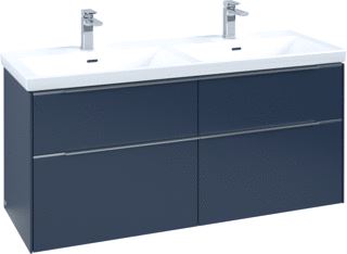 VILLEROY & BOCH WASTAFELONDERKAST SUBWAY 3.0 VOOR DUBBELE WASTAFEL MET LED-VERLICHTING 127,2X47,8X57,6CM MARINE BLUE/ALUMINIUM