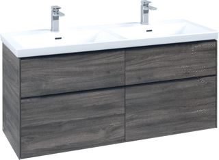 VILLEROY & BOCH WASTAFELONDERKAST SUBWAY 3.0 VOOR DUBBELE WASTAFEL MET LED-VERLICHTING 127,2X47,8X57,6CM STONE OAK/VOLCANO BLACK 