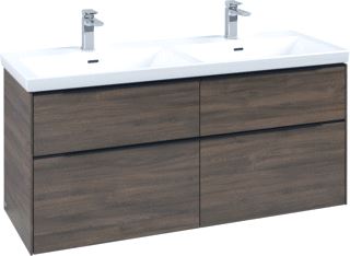 VILLEROY & BOCH WASTAFELONDERKAST SUBWAY 3.0 VOOR DUBBELE WASTAFEL MET LED-VERLICHTING 127,2X47,8X57,6CM ARIZONA OAK/VOLCANO BLACK