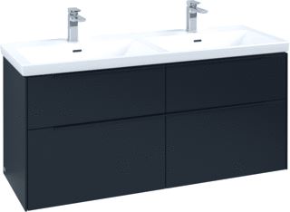 VILLEROY & BOCH WASTAFELONDERKAST SUBWAY 3.0 VOOR DUBBELE WASTAFEL MET LED-VERLICHTING 127,2X47,8X57,6CM VOLCANO BLACK/VOLCANO BLACK