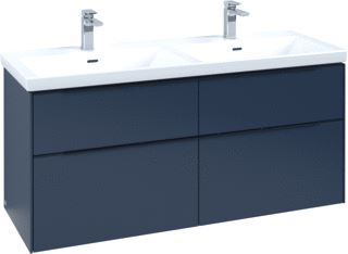 VILLEROY & BOCH WASTAFELONDERKAST SUBWAY 3.0 VOOR DUBBELE WASTAFEL MET LED-VERLICHTING 127,2X47,8X57,6CM MARINE BLUE/VOLCANO BLACK 