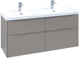 VILLEROY & BOCH WASTAFELONDERKAST SUBWAY 3.0 VOOR DUBBELE WASTAFEL MET LED-VERLICHTING 127,2X47,8X57,6CM TAUPE/MONOCHROOM