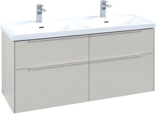 VILLEROY & BOCH WASTAFELONDERKAST SUBWAY 3.0 VOOR DUBBELE WASTAFEL MET LED-VERLICHTING 127,2X47,8X57,6CM CASHMERE GREY/MONOCHROOM