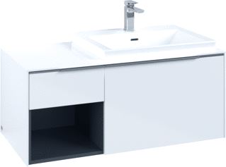 VILLEROY & BOCH WASTAFELONDERKAST SUBWAY 3.0 MET OPEN-KASTELEMENT LINKS EN LED-VERLICHTING 100,1X51,6X42,25CM BRILLIANT WHITE/ALUMINIUM 