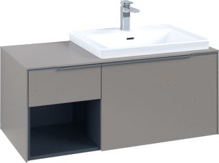 VILLEROY & BOCH WASTAFELONDERKAST SUBWAY 3.0 MET OPEN-KASTELEMENT LINKS EN LED-VERLICHTING 100,1X51,6X42,25CM TAUPE/ALUMINIUM