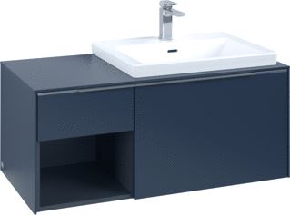 VILLEROY & BOCH WASTAFELONDERKAST SUBWAY 3.0 MET OPEN-KASTELEMENT LINKS EN LED-VERLICHTING 100,1X51,6X42,25CM MARINE BLUE/ALUMINIUM