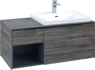 VILLEROY & BOCH WASTAFELONDERKAST SUBWAY 3.0 MET OPEN-KASTELEMENT LINKS EN LED-VERLICHTING 100,1X51,6X42,25CM STONE OAK/VOLCANO BLACK 