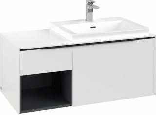 VILLEROY & BOCH WASTAFELONDERKAST SUBWAY 3.0 MET OPEN-KASTELEMENT LINKS EN LED-VERLICHTING 100,1X51,6X42,25CM PURE WHITE/VOLCANO BLACK 