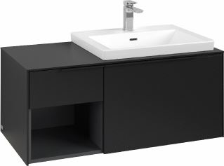 VILLEROY & BOCH WASTAFELONDERKAST SUBWAY 3.0 MET OPEN-KASTELEMENT LINKS EN LED-VERLICHTING 100,1X51,6X42,25CM VOLCANO BLACK/VOLCANO BLACK 