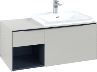 VILLEROY & BOCH WASTAFELONDERKAST SUBWAY 3.0 MET OPEN-KASTELEMENT LINKS EN LED-VERLICHTING 100,1X51,6X42,25CM CASHMERE GREY/VOLCANO BLACK 