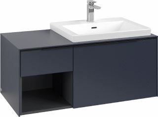 VILLEROY & BOCH WASTAFELONDERKAST SUBWAY 3.0 MET OPEN-KASTELEMENT LINKS EN LED-VERLICHTING 100,1X51,6X42,25CM MARINE BLUE/VOLCANO BLACK 