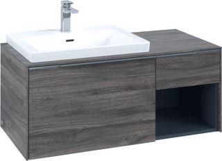 VILLEROY & BOCH WASTAFELONDERKAST SUBWAY 3.0 MET OPEN-KASTELEMENT RECHTS EN LED-VERLICHTING 100,1X51,6X42,25CM STONE OAK/ALUMINIUM 