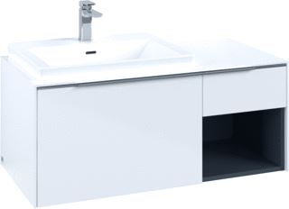 VILLEROY & BOCH WASTAFELONDERKAST SUBWAY 3.0 MET OPEN-KASTELEMENT RECHTS EN LED-VERLICHTING 100,1X51,6X42,25CM BRILLIANT WHITE/ALUMINIUM/ALUMINIUM 