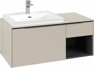 VILLEROY & BOCH WASTAFELONDERKAST SUBWAY 3.0 MET OPEN-KASTELEMENT RECHTS EN LED-VERLICHTING 100,1X51,6X42,25CM CASHMERE GREY/VOLCANO BLACK 