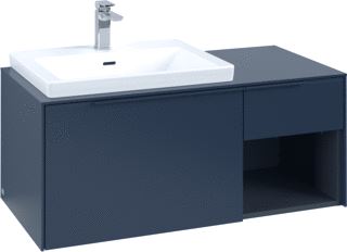 VILLEROY & BOCH WASTAFELONDERKAST SUBWAY 3.0 MET OPEN-KASTELEMENT RECHTS EN LED-VERLICHTING 100,1X51,6X42,25CM MARINE BLUE/MONOCHROOM 