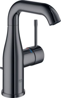 GROHE ESSENCE NEW 1-GATS WASTAFELKRAAN M-SIZE MET HOGE DRAAIBARE UITLOOP MET WASTE ECOJOY MET 28MM CARTOUCHE HARD GRAPHITE 